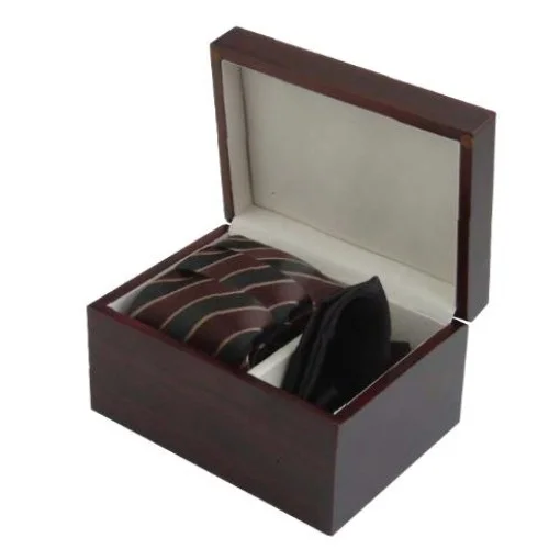 Black & Brown Striped Tie & Cufflinks Set